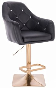 LuxuryForm Barová stolička ROMA na zlatej hranatej podstave - čierna