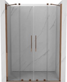 Mexen Velar Duo, posuvné dvere do otvoru 140x200 cm, 8mm číre sklo, ružové zlato, 871-140-000-02-60