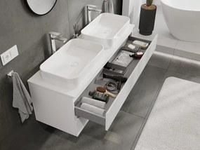 Mexen Rivel, kúpeľňová skrinka pod umývadlo 140 cm, 2 zásuvky, drážkovaná, biela matná, 91A20-14047-2-BFF01