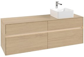 VILLEROY &amp; BOCH Collaro závesná skrinka pod umývadlo na dosku (umývadlo vpravo), 4 zásuvky, s LED osvetlením, 1600 x 500 x 548 mm, Nordic Oak, C051B0VJ