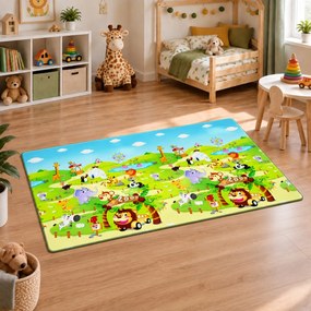 Dwinguler, Obojstranný protišmykový koberec ZOO – na von aj na doma, 130x190, viacfarebná, detská izba