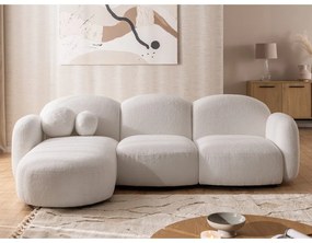 Krémová rohová pohovka z textílie buklé (ľavý roh/s leňoškou) Orbit – Ropez