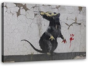 Obraz na plátně Banksy Street Art Rat - 100x70 cm