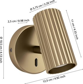 Eglo 902033 - Nástenné bodové svietidlo PORTILLO 1xGU10/5W/230V zlaté