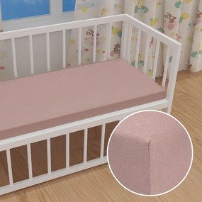 Detské jersey napínacie prestieradlo do postieľky JR-024 Hnedoružové 60 x 120 x 10 cm - do postieľky