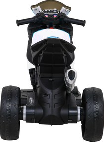Ramiz BMW HP4 Detský motocykel na batérie biely + 3 kolieska + LED + MP3 USB + ekokoža