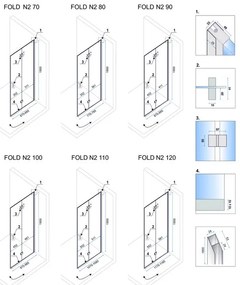 Rea Fold N2, sprchový kút so skladacími dverami 100(dvere) x 100(dvere), 6mm číre sklo, chrómový profil, KAB-00015