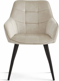 Jedálenské kreslo VARSI VELVET s čiernymi nohami, béžové