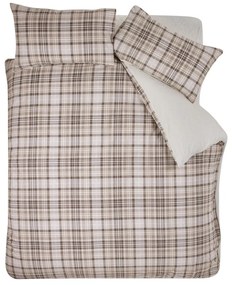 Hnedé obliečky na jednolôžko s baránkom 135x200 cm Cosy Sherpa Check – Catherine Lansfield
