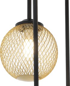 Stropné svietidlo v štýle Art Deco čierne so zlatom 9-žiarovkové - Athens Wire