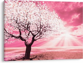 Ružový obraz stromu (70x50 cm)