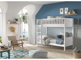 Biela poschodová detská posteľ z borovicového dreva s úložným priestorom 90x200 cm SCOTT – Vipack