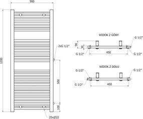 Mexen Mars, vykurovacie teleso 1200 x 500 mm, 528 W, bočné pravé a spodné pripojenie, biela, W110-1200-500-00-20-S