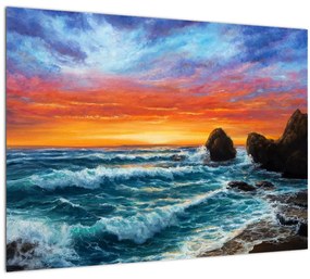 Sklenený obraz - Západ slnka (70x50 cm)