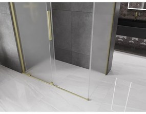 Mexen Velar, sprchový kút s posuvnými dverami 140 x 75 cm, 8mm sklo námraza, zlatá matná, 871-140-075-31-55