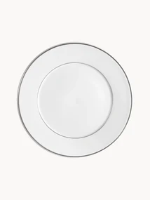 Ručne vyrobené plytké taniere z porcelánu's ručne maľovaným platinovým okrajom Vitruv, 2 ks