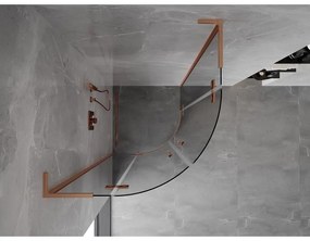 Mexen Mist L, štvrťkruhový sprchový kút s 2-krídlovými dverami, 90 x 90 cm, číre sklo, medený matný profil, 8A33L-090-090-65-00