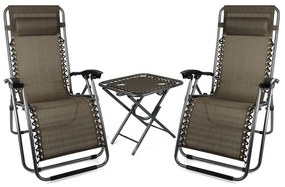 2 ks záhradných ležadiel zero gravity so stolom