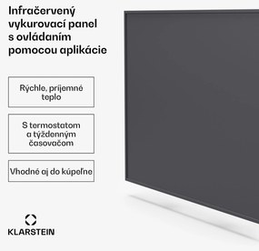 Klarstein Inteligentný infračervený ohrievač Wonderwall, 60x60cm, Aplikácia, 360W, Týždenný časovač, IP24