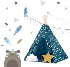 Detský stan Tepee so svetlami Nukido - modrý
