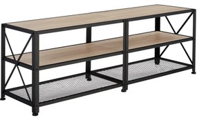 tectake 404542 televízny stolík - 141 cm, industrial svetlé drevo, dub sonoma