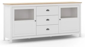 Biela nízka komoda z borovicového dreva 180x80 cm Misti – Marckeric