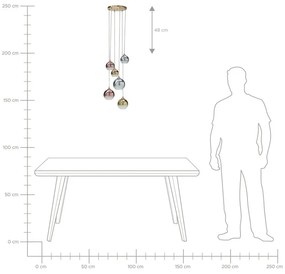 Sklenená závesná lampa so 6 svetlami viacfarebná TOOMA Beliani