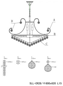 Krištáľový luster do obývačky Ø80*60