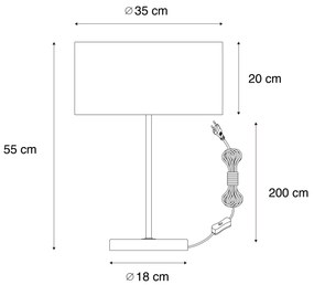 Stolová lampa mosadz s hnedým zamatovým tienidlom 35 cm - Kaso