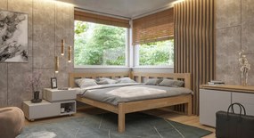 Rohová posteľ so zástenou vpravo Tema P 180x200 cm, prírodný buk