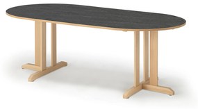 Stôl KUPOL, oválny, 2000x800x720 mm, linoleum - tmavošedá, breza
