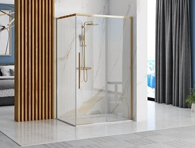 Rea Solar Gold Elegant, sprchový kút s posuvnými dverami 90 (dvere) x 90 (stena) x 195 cm, 6mm číre sklo, zlatý profil, REA-K4900