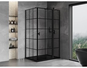 Mexen Mist T, sprchový kút s krídlovými dverami, pravý, 100 x 110 cm, 8mm číre sklo, čierny profil, 8A4T-110-100-70-77-P