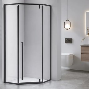 BPS-koupelny Päťuholníkový sprchovací kút BS07A 80x80 čierny/transparent + vanička SXL07A BL čierna