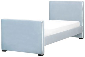 Zamatová posteľ 90 x 200 cm modrá TEENIE Beliani