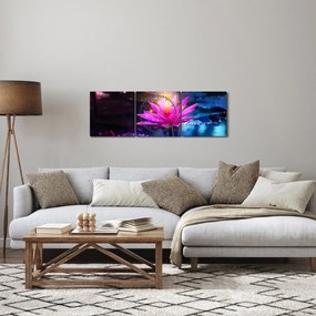 Obraz lekna na vode (s hodinami) (90x30 cm)