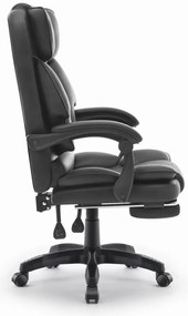 Ergonomická kancelárska stolička HC-1031 z ekokože s podnožkou - čierna