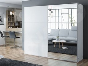 Šatníková skriňa Ogino 250, Farby: biela / zrkadlo