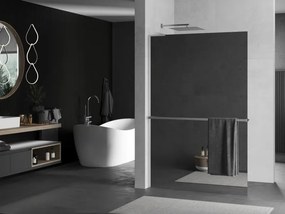 Mexen Kioto+ L, sprchová zástena Walk-In s poličkou a vešiakom 80 x 200 cm, 8mm sklo vzor zrkadlo, chrómový profil, 800-080-123-01-50