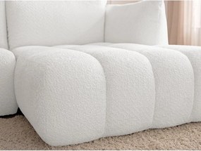 Biela rohová pohovka z textílie buklé (pravý roh/s leňoškou) Azra – Bobochic Paris