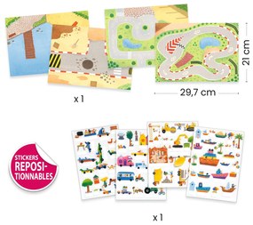 Kreatívna súprava so zdvíhacími samolepkami – 3D scény – vozidlá a lode