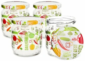 Orion Sada zaváracích pohárov s viečkom Fruit 0,425 l, 4 ks