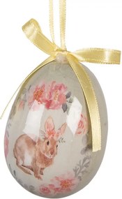 9ks dekorácia farebné závesné vajíčko s zajačikmi a kuriatkami Spring Egg - Ø 5*8 cm