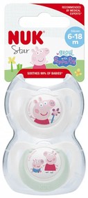 Cumlík NUK Star Peppa Pig 6-18m  2 ks, vel. 6-18 m