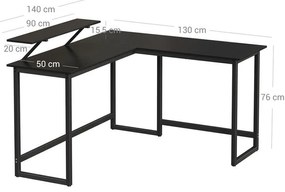 Počítačový stôl v tvare L VASAGLE LWD56BK