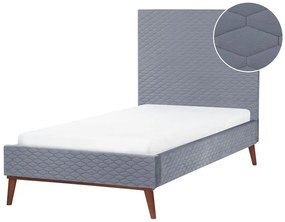 Zamatová posteľ 90 x 200 cm sivá BAYONNE Beliani