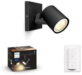 PHILIPS HUE Nástenné bodové LED inteligentné osvetlenie HUE RUNNER, 1xGU10, 5W, teplá biela-studená biela, čiern