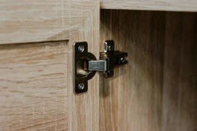 Vysoká skrinka s presklením Bali, dub sonoma/výplet