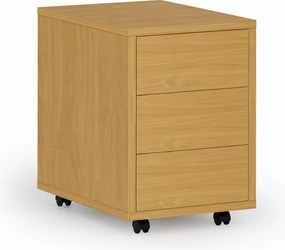 Kancelársky mobilný kontajner PRIMO WOOD, PUSH-lock, 3 zásuvky, buk