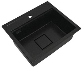 Gamma Quadro 5850, 1-komorový granitový drez 580x495x220 mm, čierna-zlatá, GMA-ZLE000232